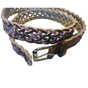 Pink Glitter and Brown Leather Little Girl Belt